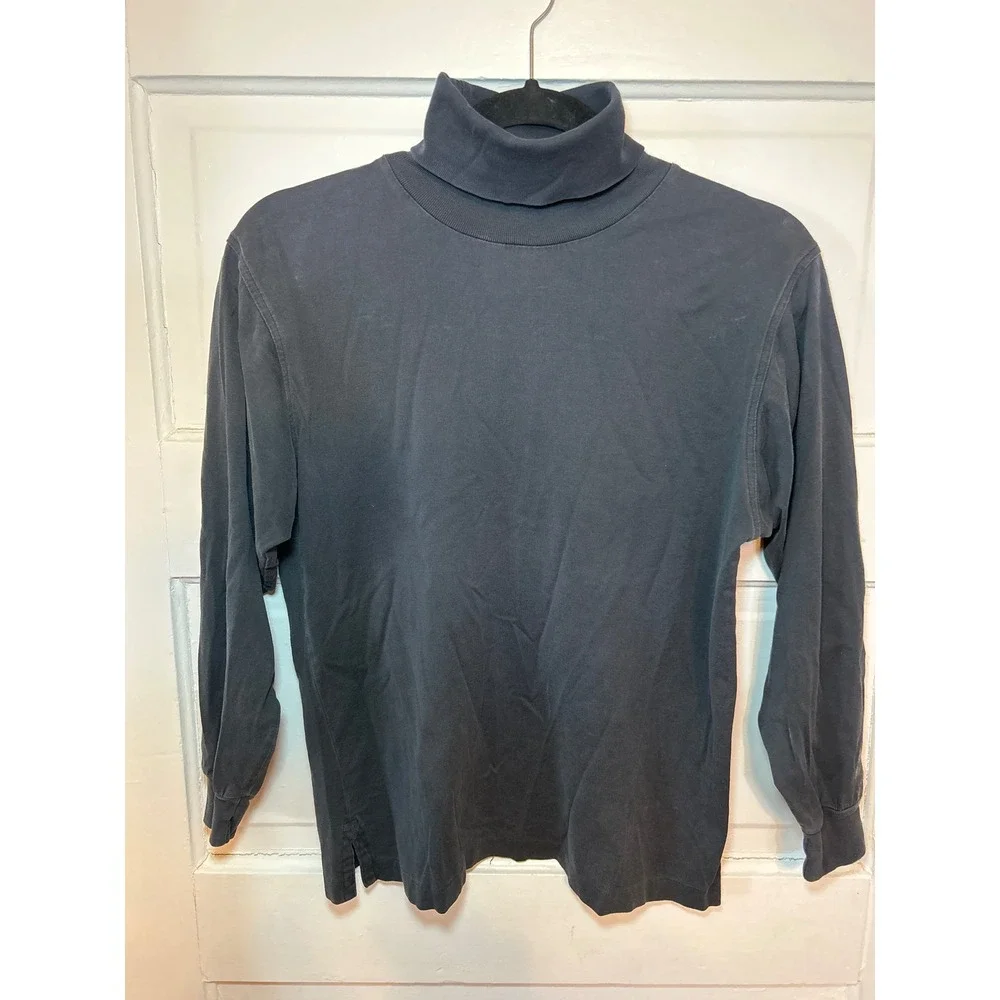 RARE 80s Vintage Real Clothes Saks Fifth Avenue‎ Cotton Turtleneck  Chic Black M